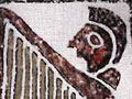 King David, playing his harp on bird-headed chair, Dupplin cross, Scottish, 9th Century